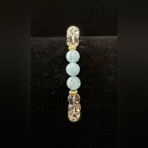 handmade beaded bracelet grade AAA Aquamarine and Rock Crystal